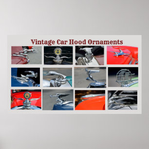Vintage Car Hood Ornamenten Poster