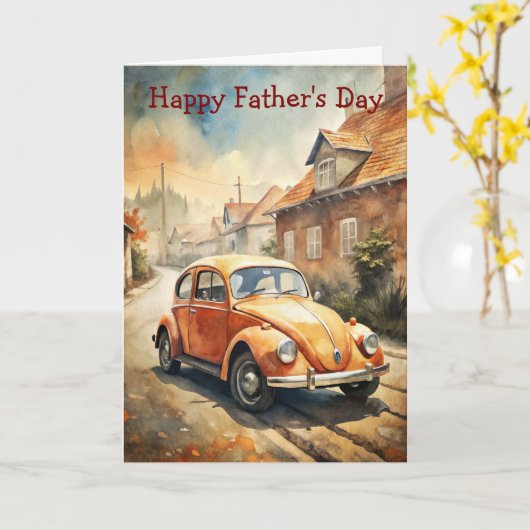 Vintage Car Kaart (Gele Bloem)