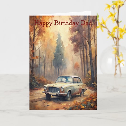 Vintage Car Kaart (Gele Bloem)