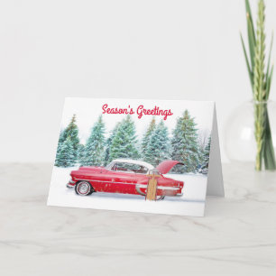 Vintage Car Kerstmis Kaart