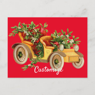 Vintage Car Kerstmis Mistletoe Thunder_Cove Briefkaart