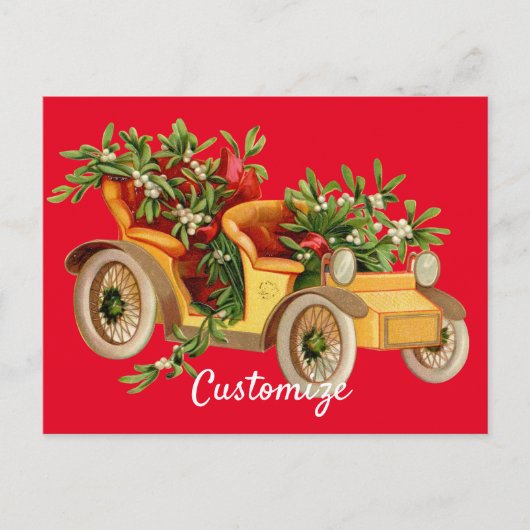Vintage Car Kerstmis Mistletoe Thunder_Cove Briefkaart (Voorkant)