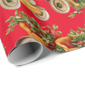 Vintage Car Kerstmis Mistletoe Thunder_Cove  Cadeaupapier (Rol Hoek)