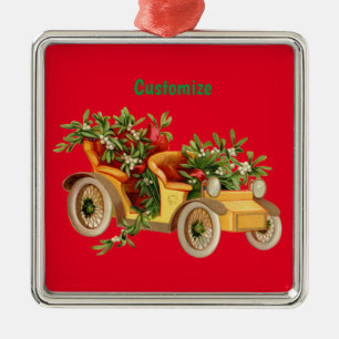 Vintage Car Kerstmis Mistletoe Thunder_Cove Metalen Ornament