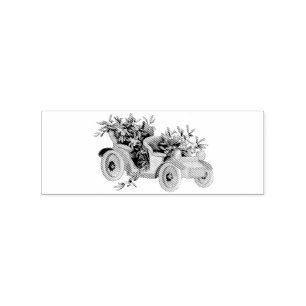 Vintage Car Kerstmis Mistletoe Thunder_Cove Rubberstempel