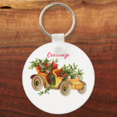 Vintage Car Kerstmis Mistletoe Thunder_Cove Sleutelhanger (Voorkant)