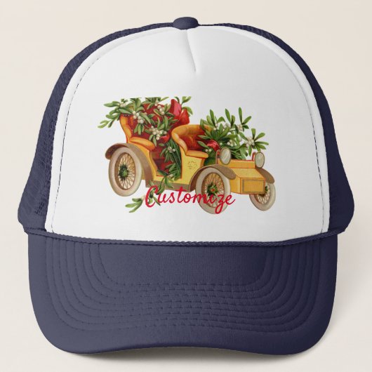 Vintage Car Kerstmis Mistletoe Thunder_Cove Trucker Pet (Voorkant)