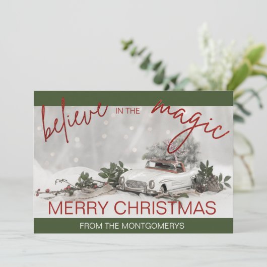 Vintage Car Kerstversier Foto Kerstmis (Staand voorkant)