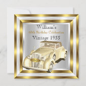 Vintage Car Mannen 60e verjaardag Gold White Kaart (Voorkant)