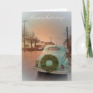 Vintage Car Memory Wreater-kaart voor feestdagen Kaart