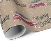 Vintage Car Merry Christmas Wrapping Paper Cadeaupapier (Rol Hoek)