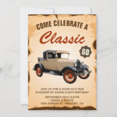 Vintage Car Milestone Birthday Party Invitation Kaart (Voorkant)