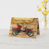 VINTAGE CAR MUSICAL VADERDAG KAART (Gele Bloem)