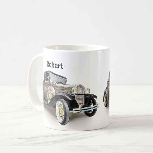 Vintage Car - Naam toevoegen - Coffee Mok (Voorkant links)