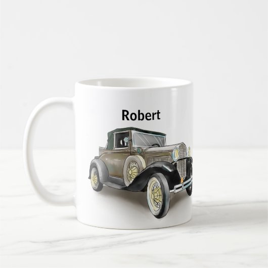 Vintage Car - Naam toevoegen - Coffee Mok (Links)