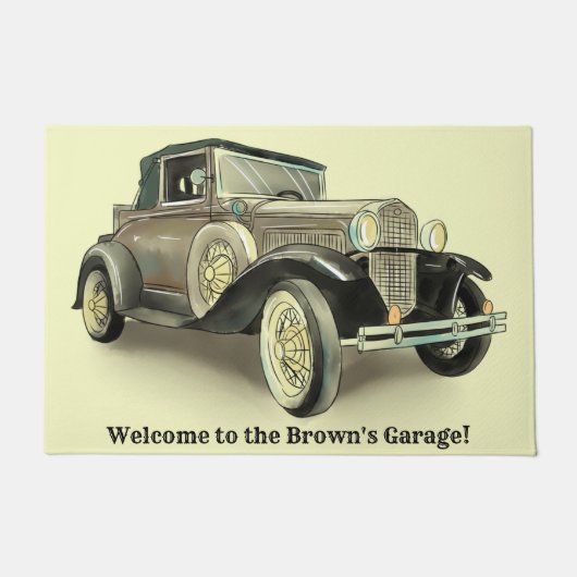Vintage Car - Naam toevoegen - Doormat Deurmat (Voorkant)