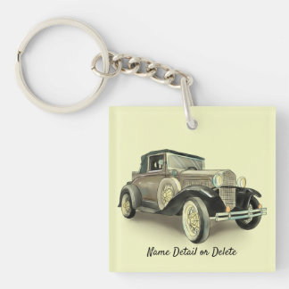 Vintage Car - Naamsgegevens toevoegen of Tekst ver Sleutelhanger