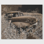 Vintage Car Old Antiek Sepia Rustic Decoupage Cadeaupapier (Vlak)