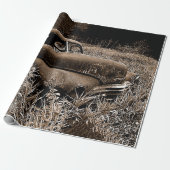 Vintage Car Old Antiek Sepia Rustic Decoupage Cadeaupapier (Uitgerold)