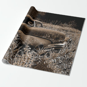 Vintage Car Old Antiek Sepia Rustic Decoupage Cadeaupapier