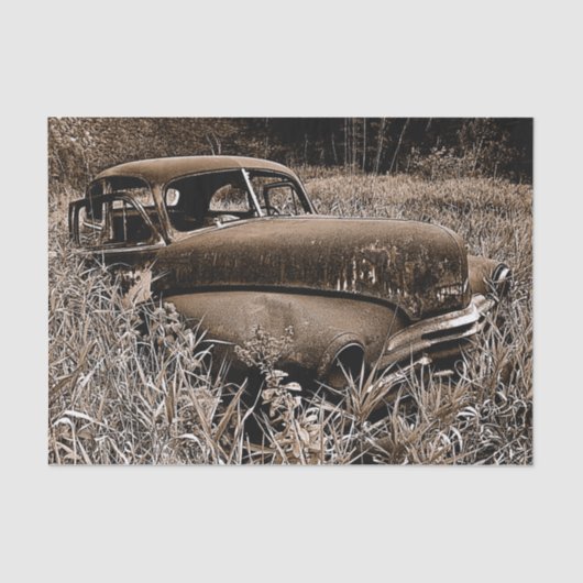 Vintage Car Old Antiek Sepia Rustic Decoupage Tissuepapier (Voorkant)