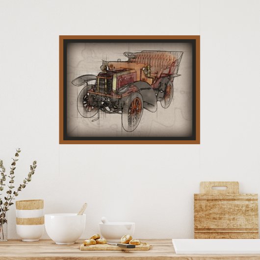 Vintage Car Poster (Keuken)