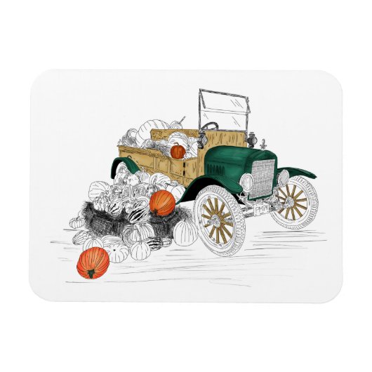 Vintage Car Pumpkin Harvest Magneet (Horizontaal)