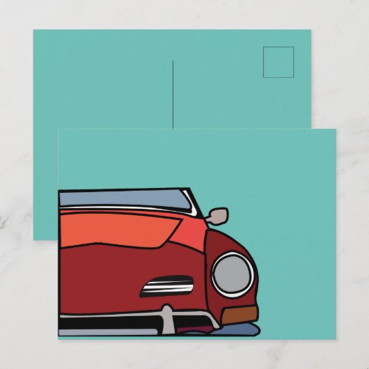 Vintage Car Red Briefkaart (Voorkant / Achterkant)