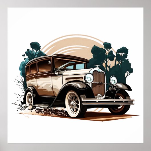 Vintage Car - Retro Auto Elegance Poster (Voorkant)