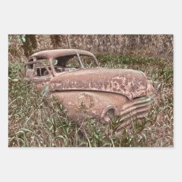 Vintage Car Retro Rustic Old Inpakpapier Vel