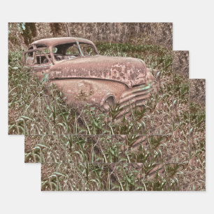 Vintage Car Retro Rustic Old Inpakpapier Vel