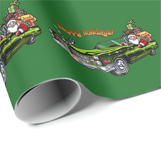 Vintage Car Santa Cadeaupapier (Rol Hoek)