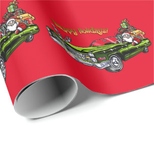 Vintage Car Santa Cadeaupapier