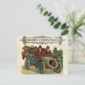 Vintage Car Santa Cadeaus Merry Kerstry Briefkaart (Staand voorkant)