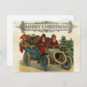 Vintage Car Santa Cadeaus Merry Kerstry Briefkaart (Voorkant / Achterkant)