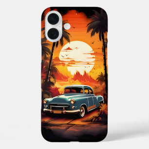 Vintage Car Sunset - Cadeau voor autoliefhebbers iPhone 16 Plus Hoesje