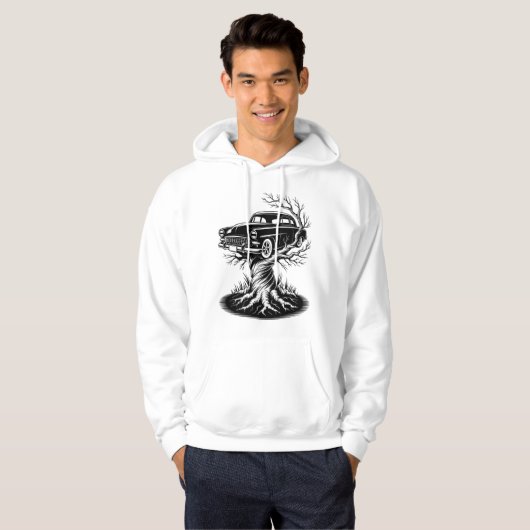 Vintage Car Tree Tattoo Flash Design Hoodie (Voorkant volledig)