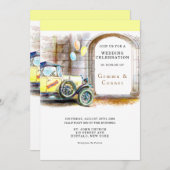 Vintage Car Village Unique Wedding Kaart (Voorkant / Achterkant)