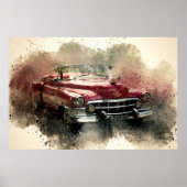 Vintage Car-Waterverf Poster (Voorkant)