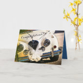 Vintage Car Wedding Congratulations Card Kaart (Gele Bloem)
