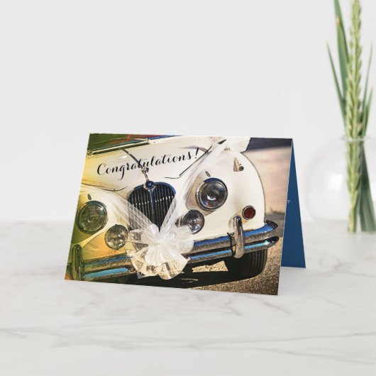 Vintage Car Wedding Congratulations Card Kaart (Voorkant)