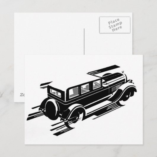 Vintage Car Wenskaart Briefkaart (Voorkant / Achterkant)