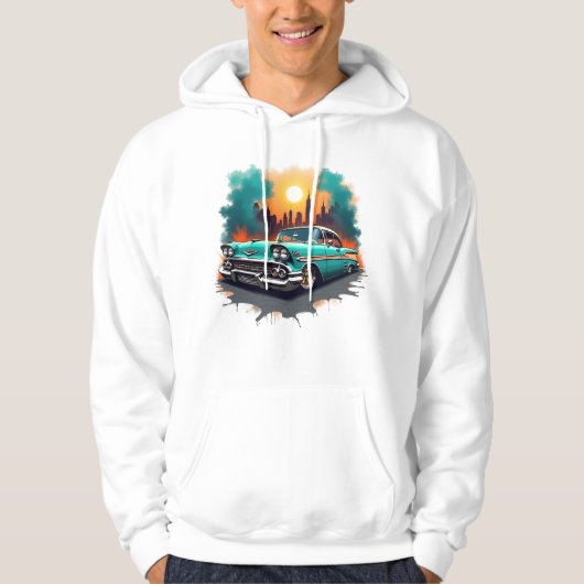 Vintage Car with City Graffiti Style Hoodie (Voorkant)