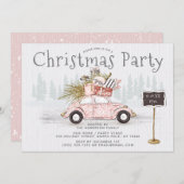 Vintage Car Woodland Kerstfeest Kaart (Voorkant / Achterkant)