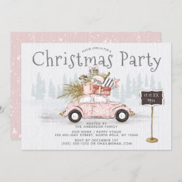 Vintage Car Woodland Kerstfeest Kaart