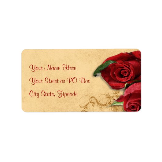 Vintage Caramel Brown & Roos Etiket (Voorkant)