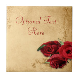 Vintage Caramel Brown & Roos Tegeltje