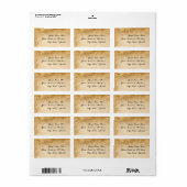 Vintage Caramel Brown & Roos Wedding Etiket (Full Sheet)