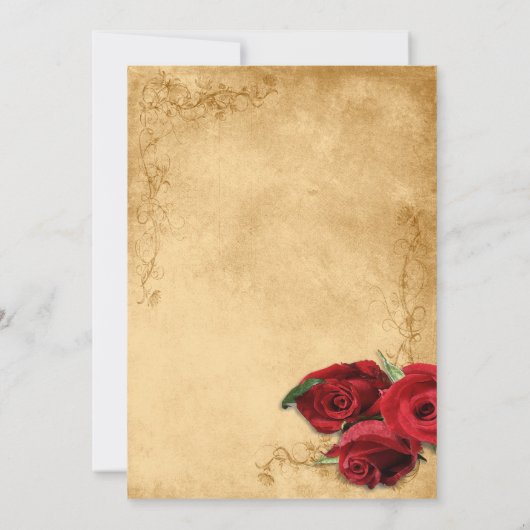 Vintage Caramel Brown & Roos Wedding Kaart (Achterkant)