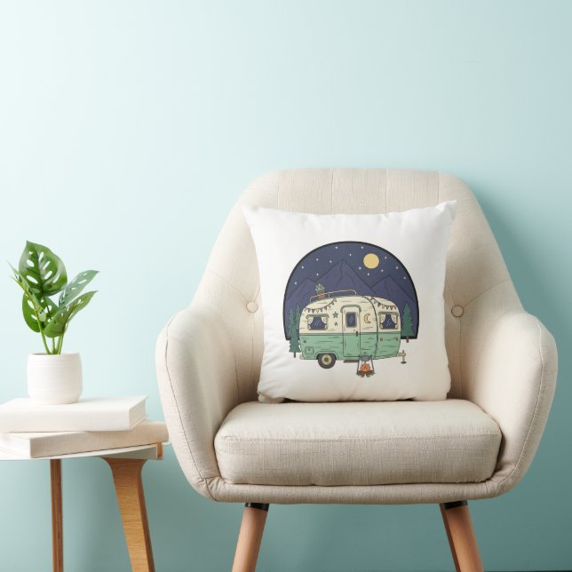Vintage Caravan Pillow - Coffee Lover Scenic Route Kussen (Stoel)